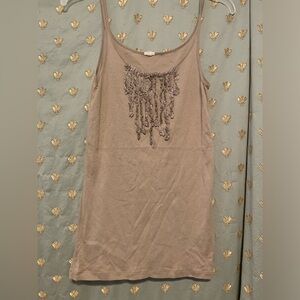J Crew Beige Brown Women’s Large Tank Top with Frills
